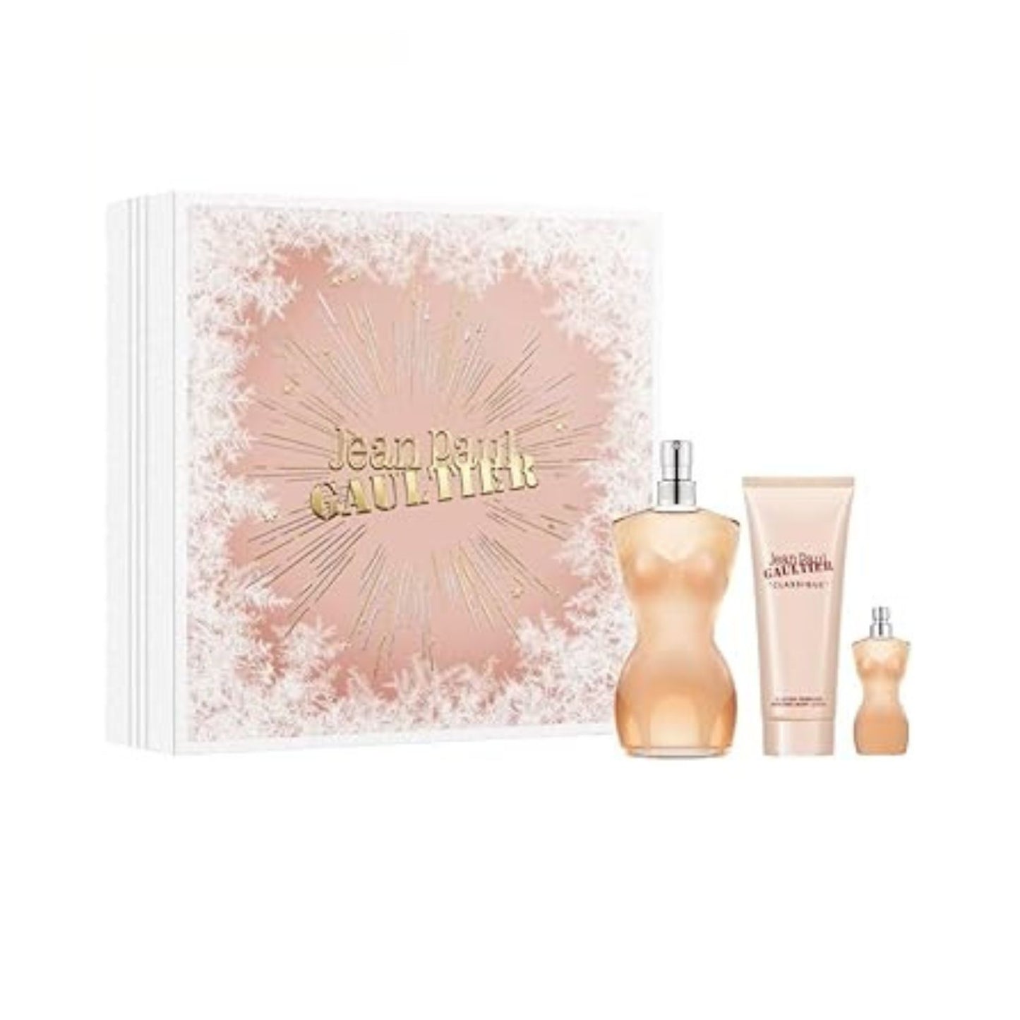 Jean Paul Gaultier Classique (3 Pc) 3.4oz EDT - 2.5oz Body Lotion - 0.20oz EDT Mini - For Women GIFT SET