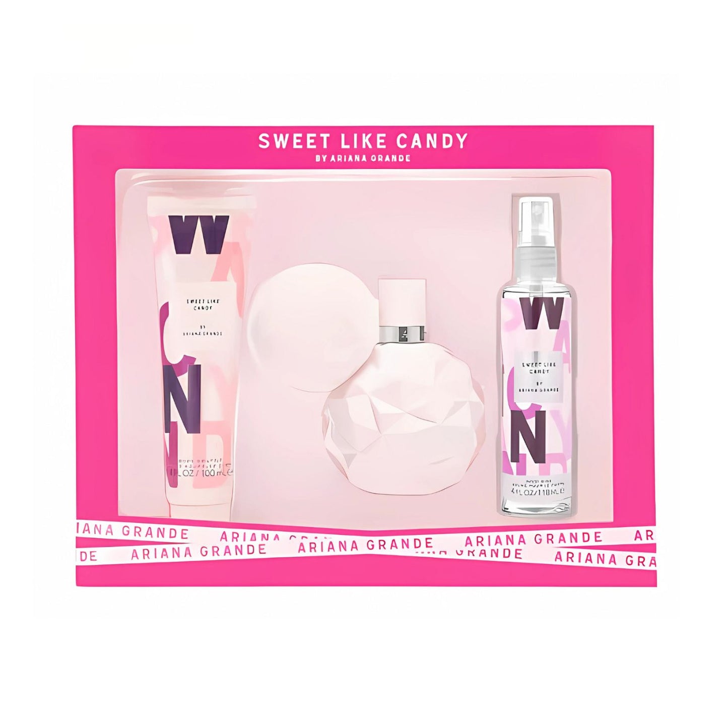 Ariana Grande Sweet Like Candy (3 Pc) 3.4oz EDP - 3.4oz Souffle - 4.0oz For Women GIFT SET