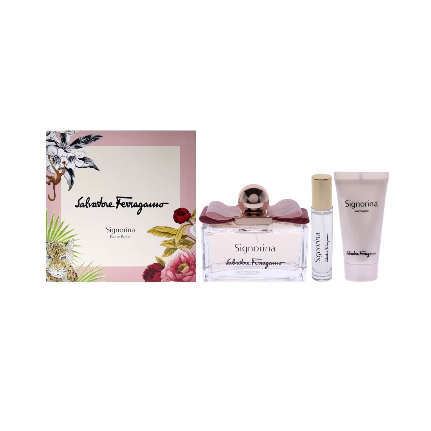 Salvatore Ferragamo Signorina (3 Pc) 3.4oz EDP - 1.7oz Body Lotion - 0.03oz EDP - For Women GIFT SET