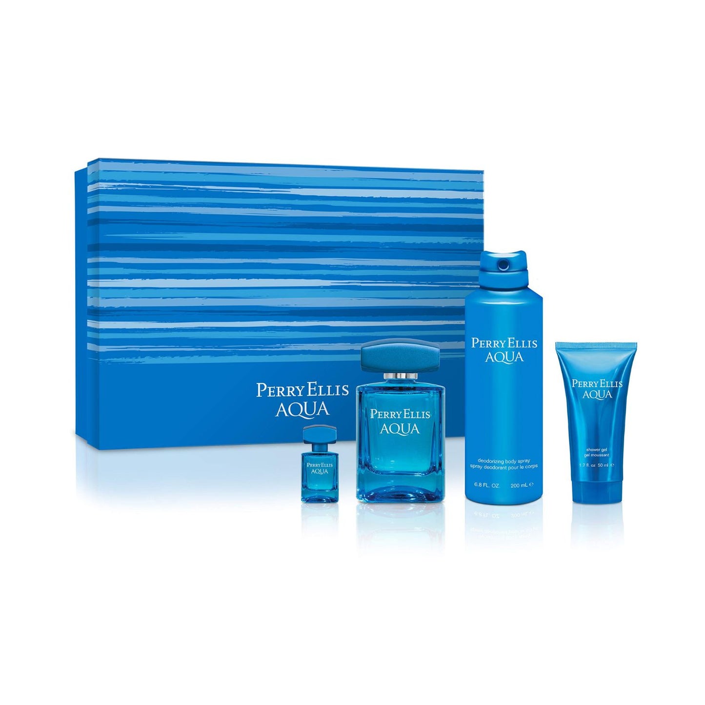 Perry Ellis Aqua EDT 4pc Men Gift Set 1oz For Men