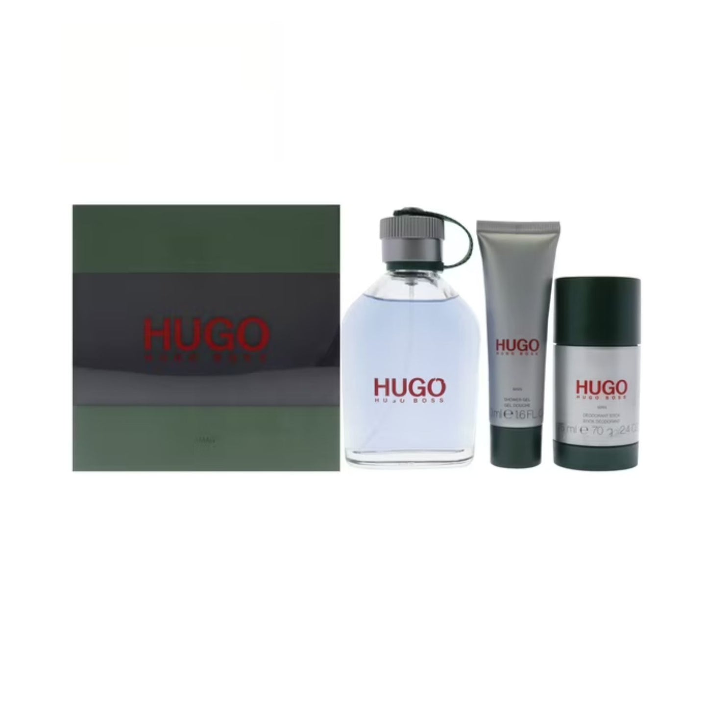 Hugo Boss Green (3 Pc) 4.2oz EDT - 2.4oz DEO Stick - 1.6oz Shower Gel - For Men GIFT SET