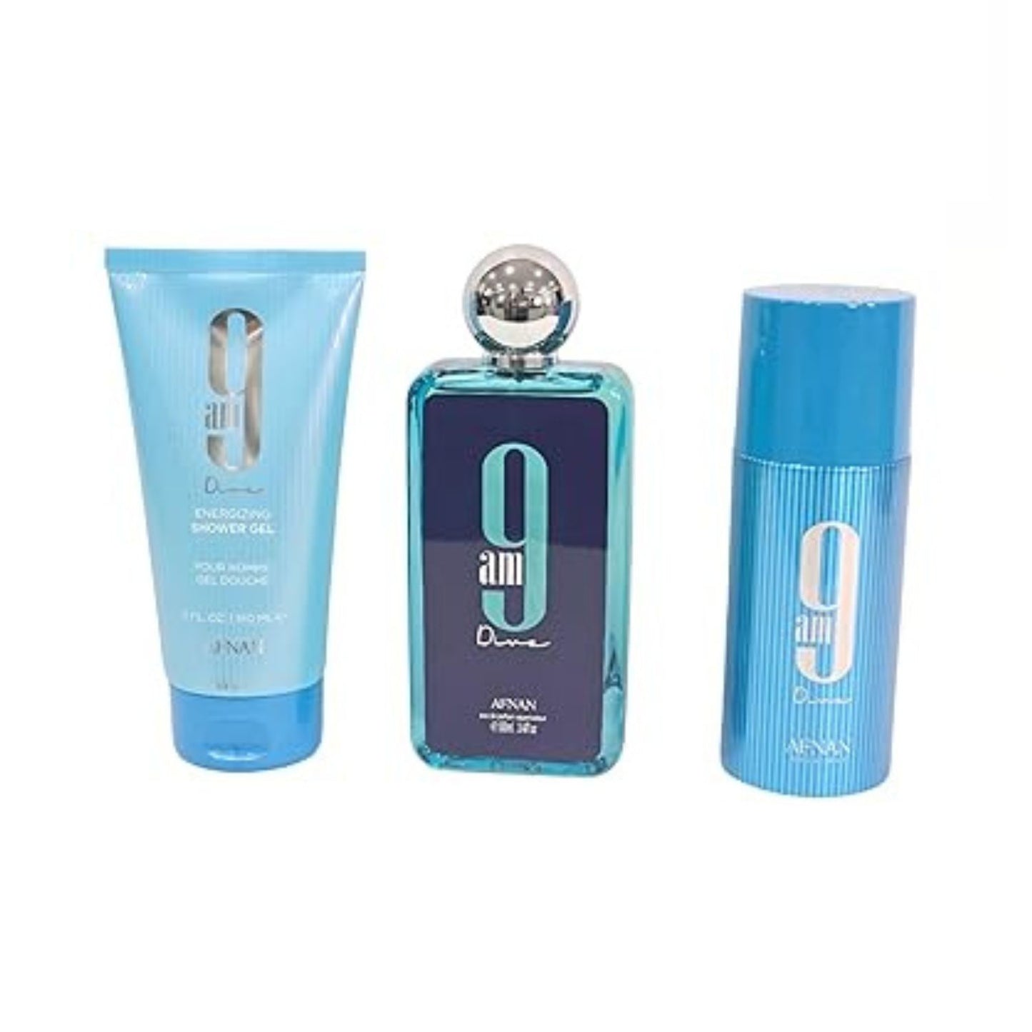 Afnan 9am Dive (3pc) 3.4oz EDP - 5.0oz Shower Gel - 5.0oz GIFT SET For Men