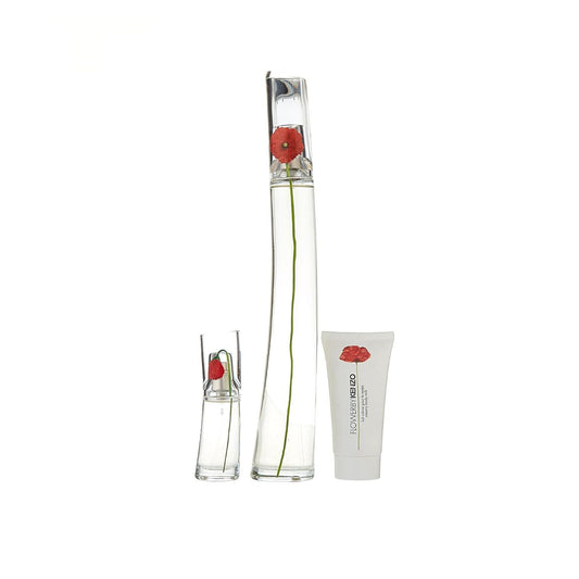 Kenzo Flower 3.3oz EDP 3PC Gift Set For Women (Hard Box)