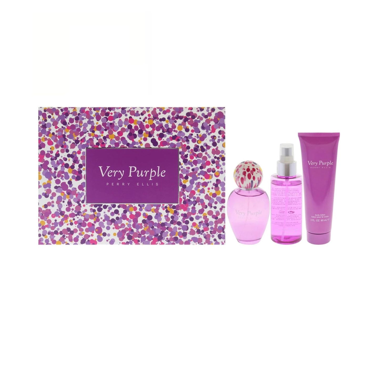 Perry Ellis Very Purple 3PC Gift Set For Women (Hard Box)