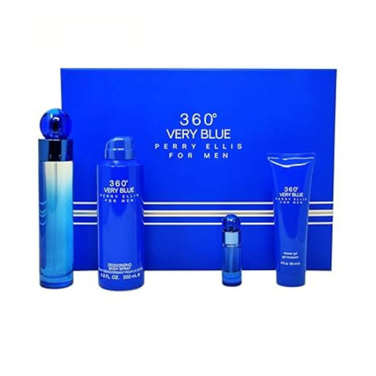 Perry Ellis 360 Very Blue 4PC Gift Set For Men (Hard Box)
