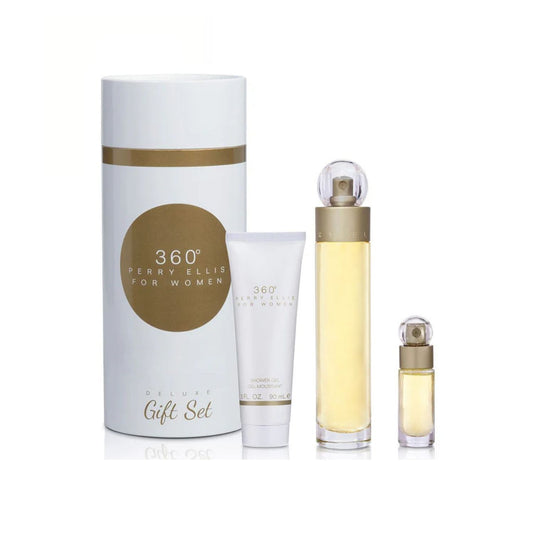 Perry Ellis 360 Collection (3 Pc) 3.4oz EDT - 3.0oz Shower Gel - Mini - For Women GIFT SET