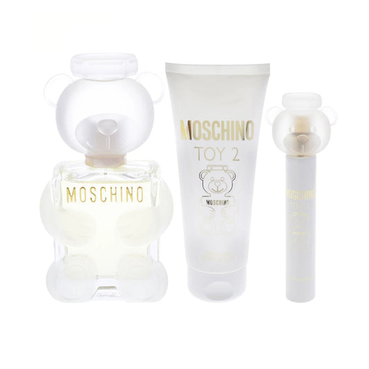 Moschino Toy 2 (3 Pc) 3.4oz EDP - 0.3oz EDP - 3.4oz Body Lotion - For Men GIFT SET