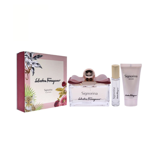 Salvatore Ferragamo Signorina (3 Pc) 3.4oz EDP - 1.7oz Body Lotion - 0.34oz EDP - GIFT SET