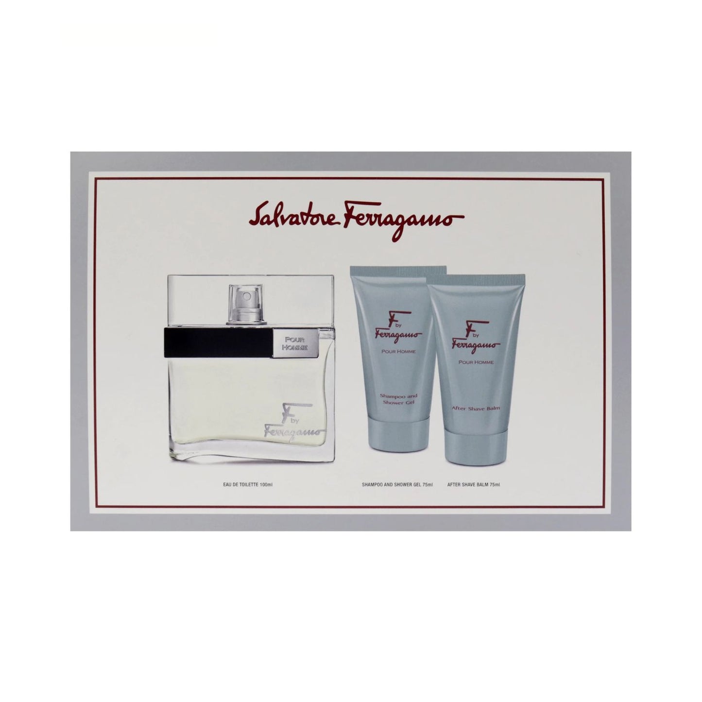 Salvatore Ferragamo F (3pc) 3.4oz EDT - 2.5oz Shower Gel - 2.5oz After Shave - For Men GIFT SET