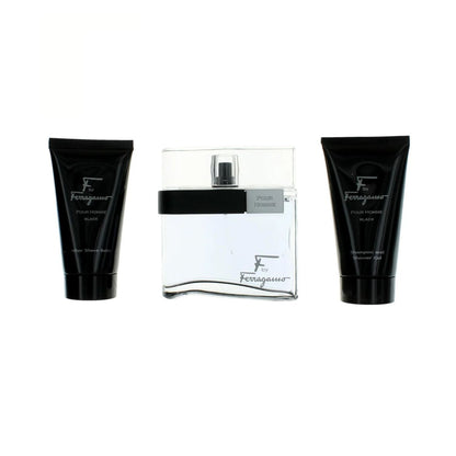 Salvatore Ferragamo-f-black (3pc) 3.4oz EDT - 2.5oz Shower Gel - 2.5oz After Shave - For Men GIFT SET