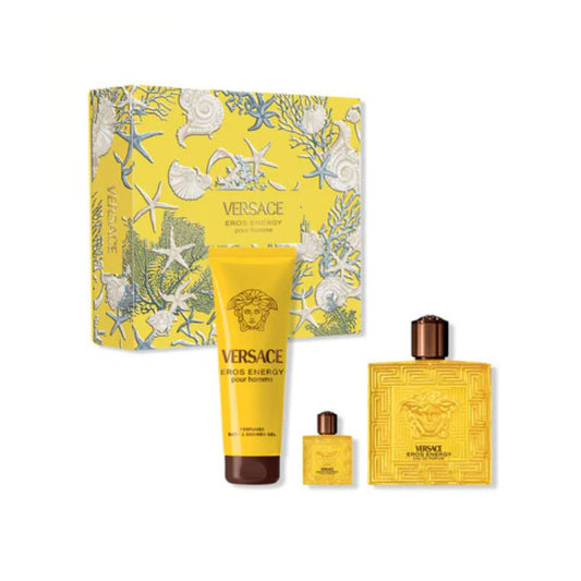 Versace Eros Energy (3 Pc) 3.4oz EDP - 0.17oz EDP - 5.0oz Shower For Men GIFT SET