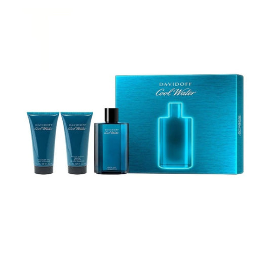 Davidoff Cool Water (3 Pc) 4.2oz EDT - 2.5oz After Shaver - 2.5 Shower Gel - For Men GIFT SET