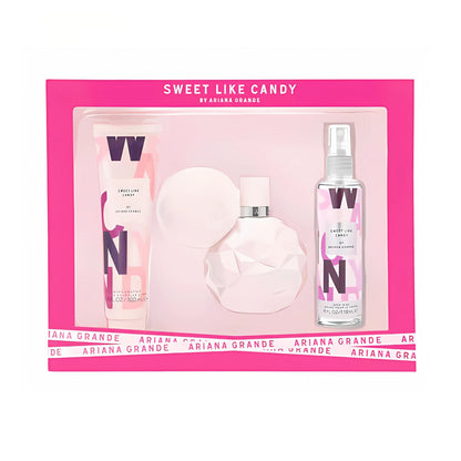Ariana Grande Sweet Like Candy (3 Pc) 3.4oz EDP - 3.4oz Souffle - 4.0oz For Women GIFT SET