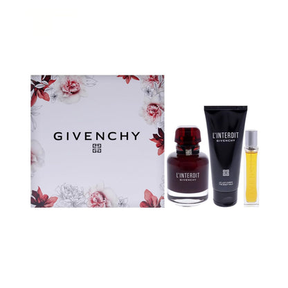 Givenchy L'Interdit Rouge 2.7oz EDP 3PC Gift Set For Women (Hard Box)