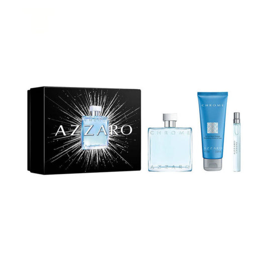 Azzaro Chrome 3PC Gift Set For Men (Hard Box)