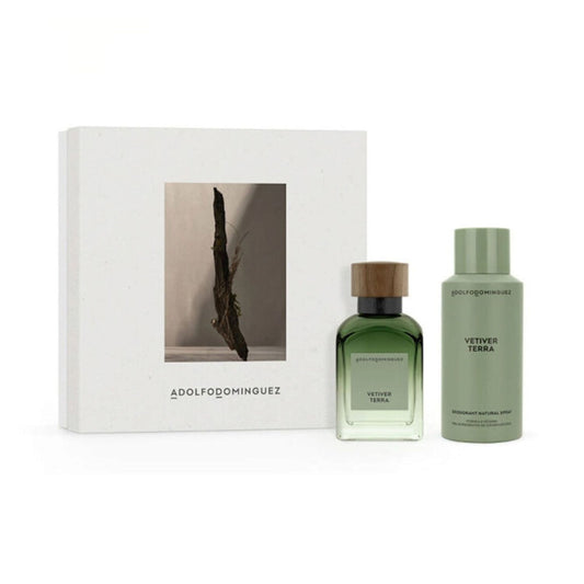 Adolfo Dominguez Vetiver Terra 4.1oz EDP Sp + 5.1oz Deo Gift Set For Men