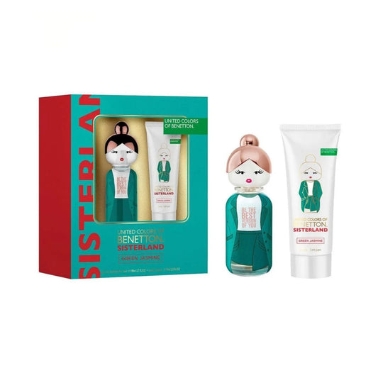 Benetton Sisterland Green Jasmine 2.7oz EDT Sp + 2.5oz B/L Gift Set For Women