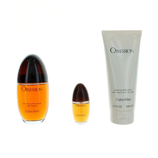 Calvin Klein Obsession 3.3oz EDP 3PC Gift Set For Women