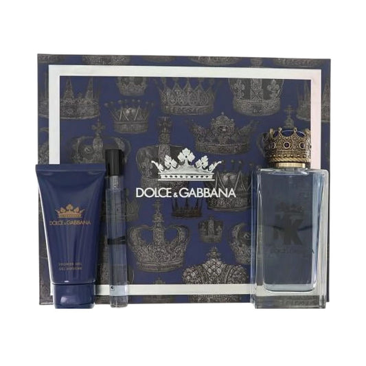 Dolce & Gabbana K 3.3oz EDT Sp 3PC Gift Set For Men (Hard Box)
