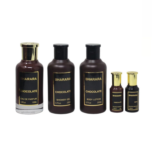 Bharara Chocolate (5 Pc) 3.4oz EDP - 6.7oz Body Lotion - 6.7oz Shower Gel - 0.34oz EDP X 2 - Unisex GIFT SET