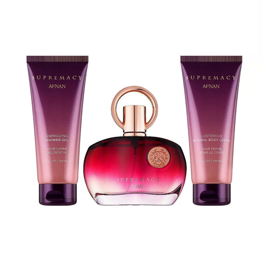 Afnan Supremacy Purple (3 Pc) 3.4oz EDP - 3.4oz Bl - 3.4oz Shower Gel - For Women GIFT SET