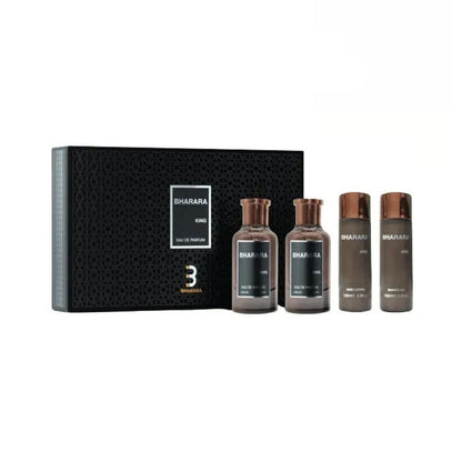 Bharara King (4 Pc) 3.4oz EDP - 3.4oz After Shaver - 5.0oz Shower Gel - 5.0oz De Body Lotion - GIFT SET