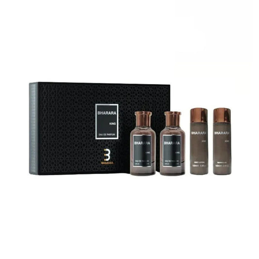 Bharara King (4 Pc) 3.4oz EDP - 3.4oz After Shaver - 5.0oz Shower Gel - 5.0oz De Body Lotion - GIFT SET