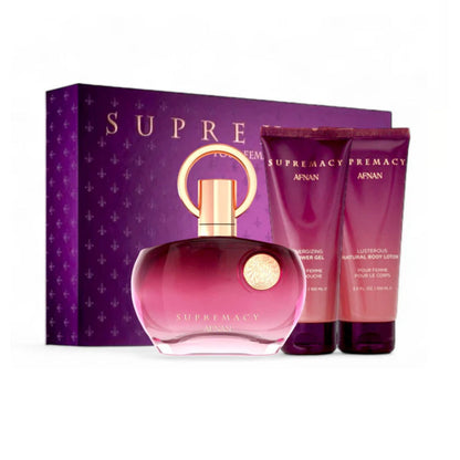 Afnan Supremacy Purple (3 Pc) 3.4oz EDP - 3.4oz Bl - 3.4oz Shower Gel - For Women GIFT SET