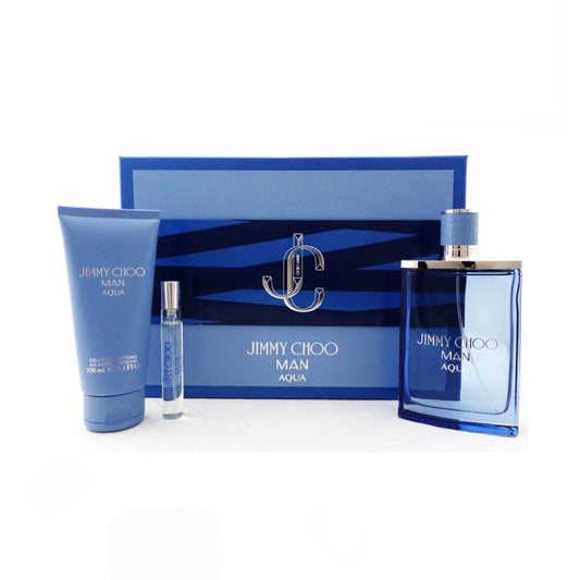Jimmy Choo Man Aqua 3.3oz 3PC Gift Set For Men (Hard Box)
