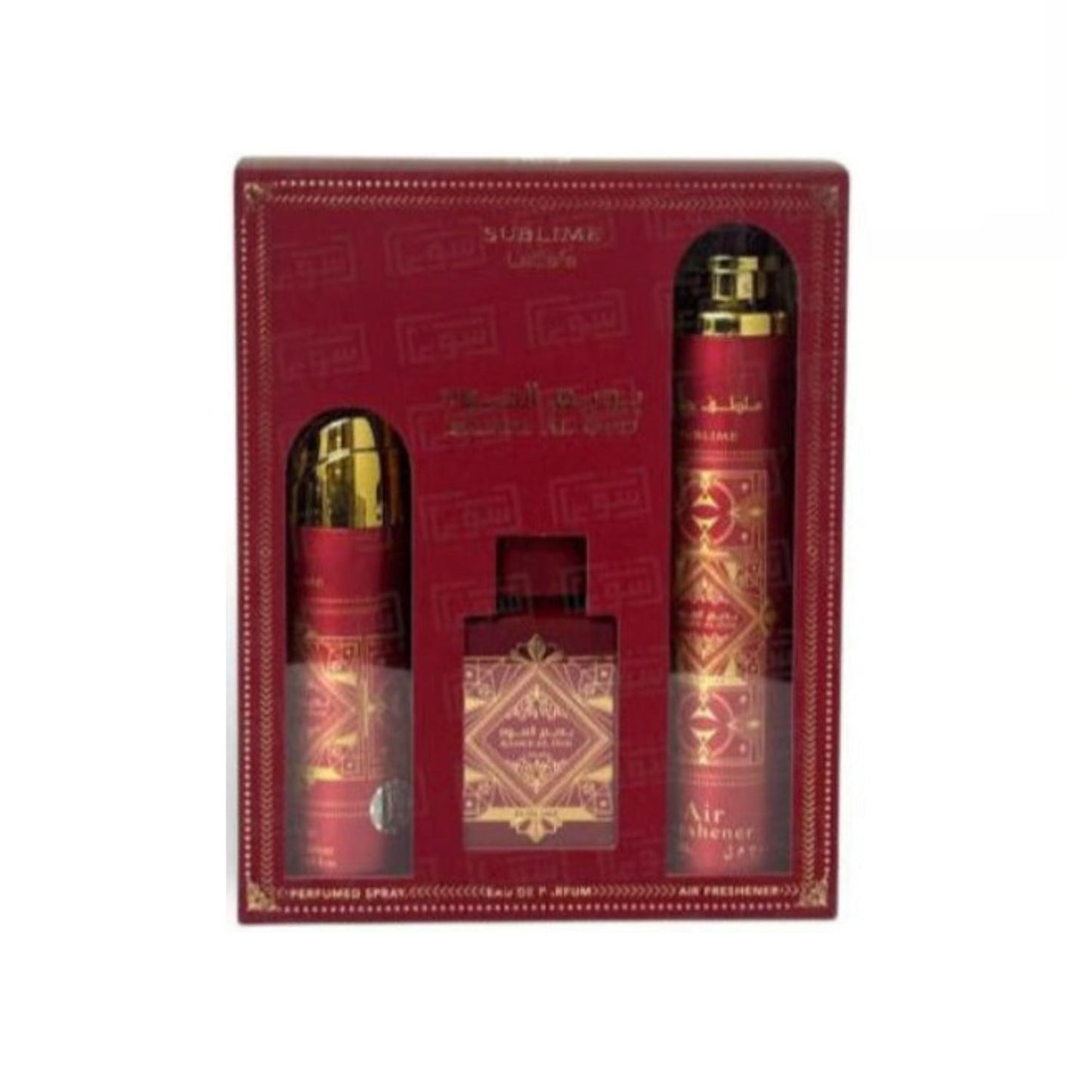 Lattafa Badee Al Oud Sublime (3 Pc) 3.4oz EDP - 10.0oz Air Freshener - 6.8oz Parfum - GIFT SET