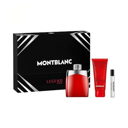 Mont Blanc Legend Red 3.3oz EDP 3PC Gift Set For Men (Hard Box)