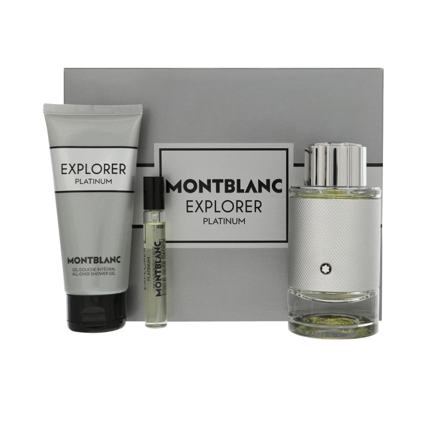 Mont Blanc Explorer Platinum (3 Pc) 3.4oz EDP - 3.4oz Shower Gel - 0.25oz - For Men GIFT SET