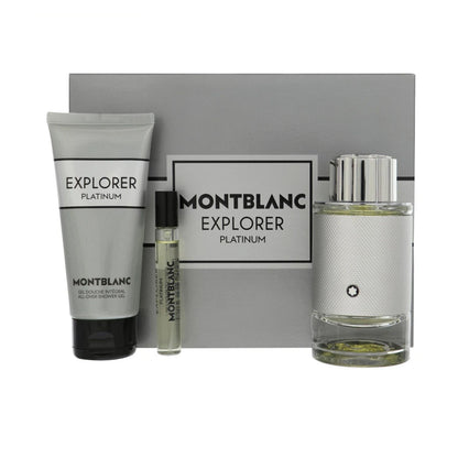 Mont Blanc Explorer Platinum (3 Pc) 3.4oz EDP - 3.4oz Shower Gel - 0.25oz - For Men GIFT SET